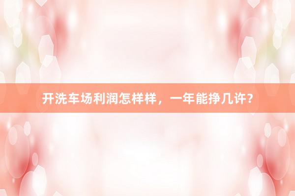 开洗车场利润怎样样,一年能挣几许?