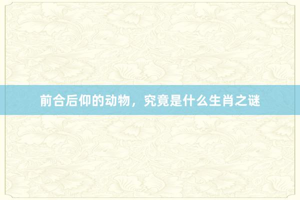 前合后仰的动物，究竟是什么生肖之谜